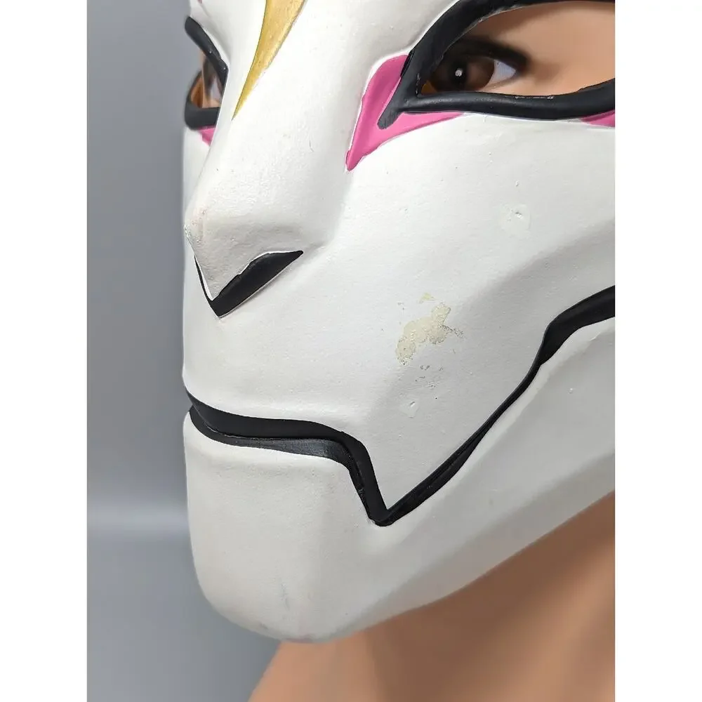 Fortnite White Rubber Kitsune Fox Drift Mask Halloween Costume Pink Cosplay